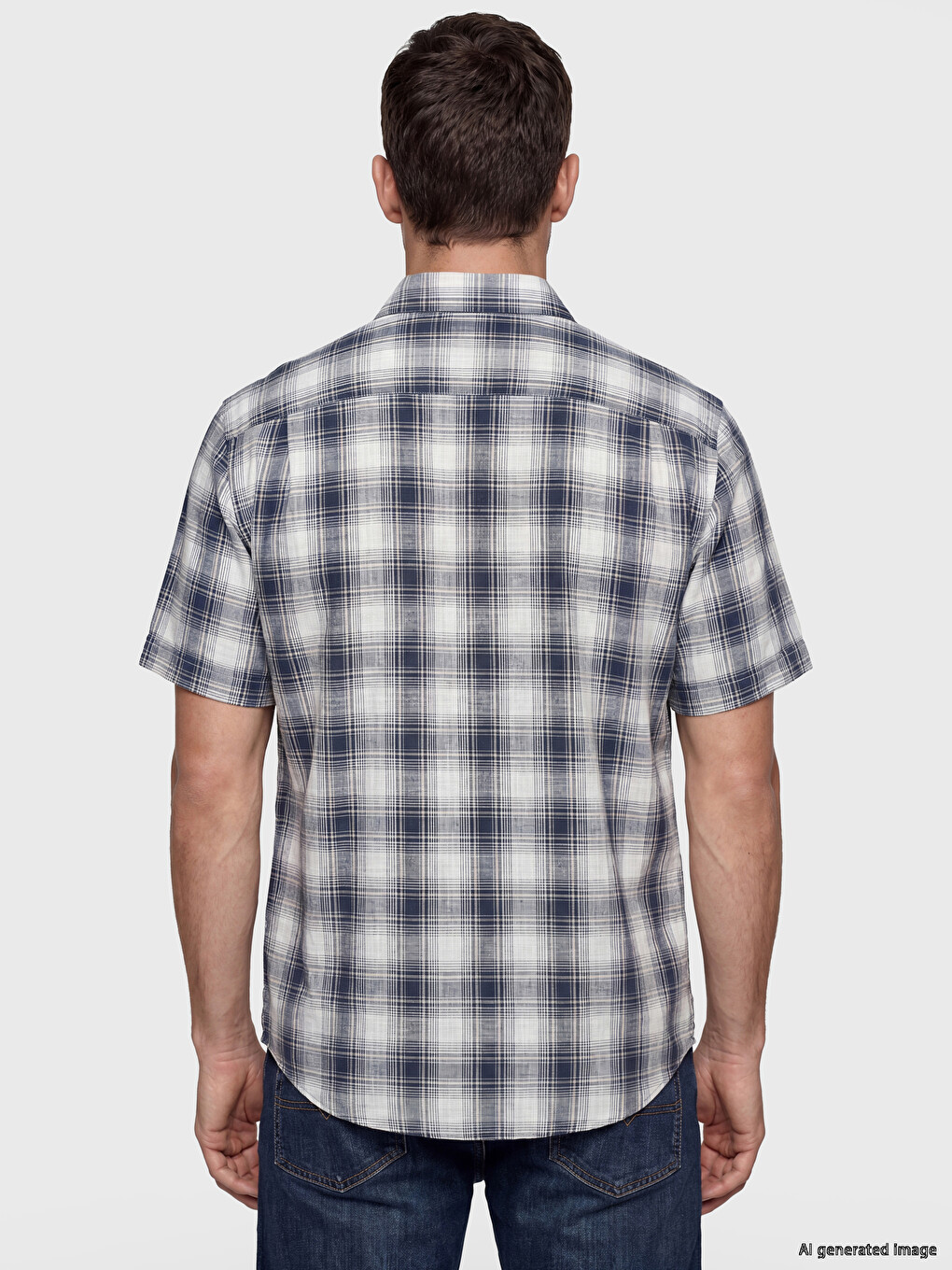 Regular Fit Plaid Poplin Men's Shirt-3