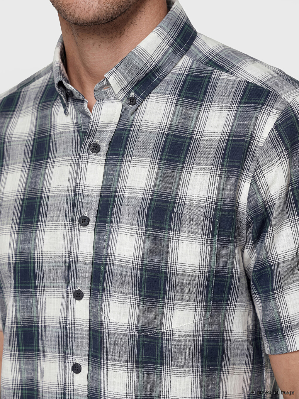 Regular Fit Plaid Poplin Men's Shirt-2