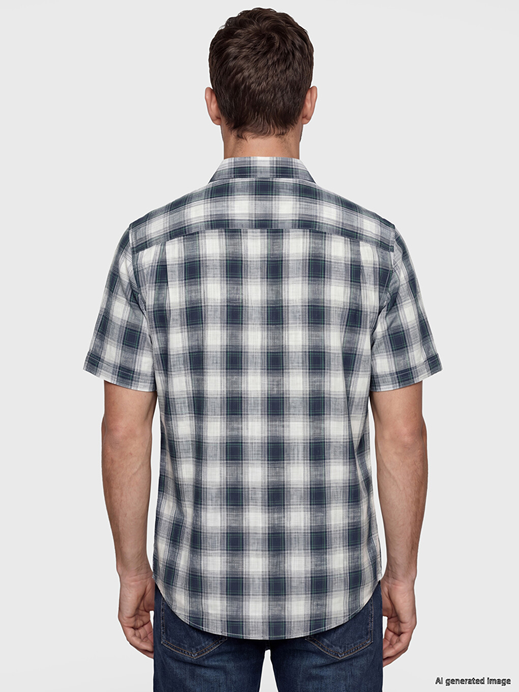 Regular Fit Plaid Poplin Men's Shirt-3