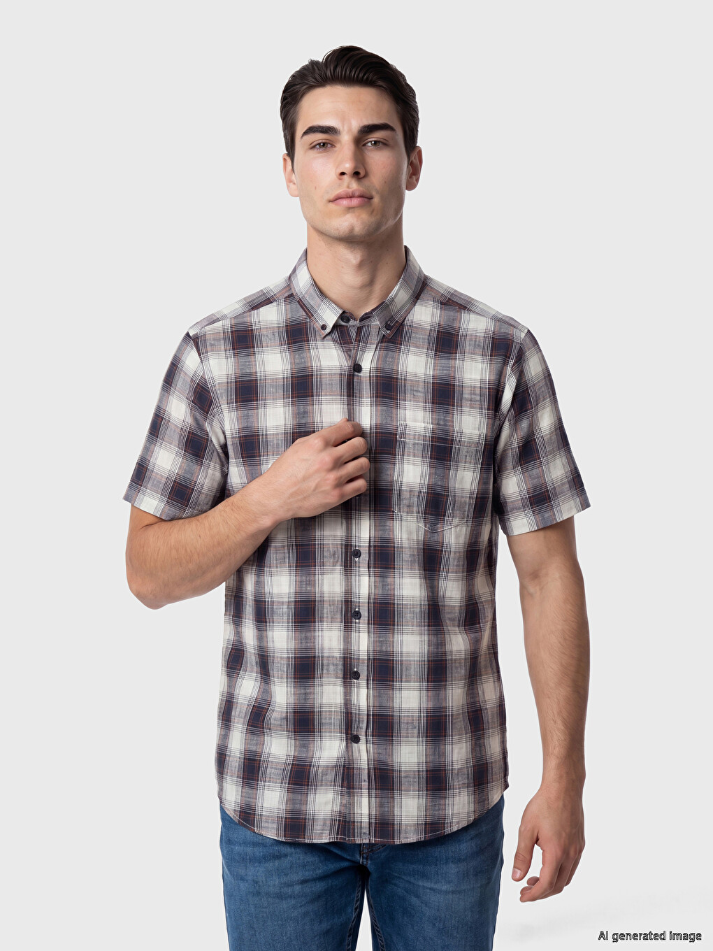 Kırmızı Regular Fit Ekose Poplin Erkek Gömlek