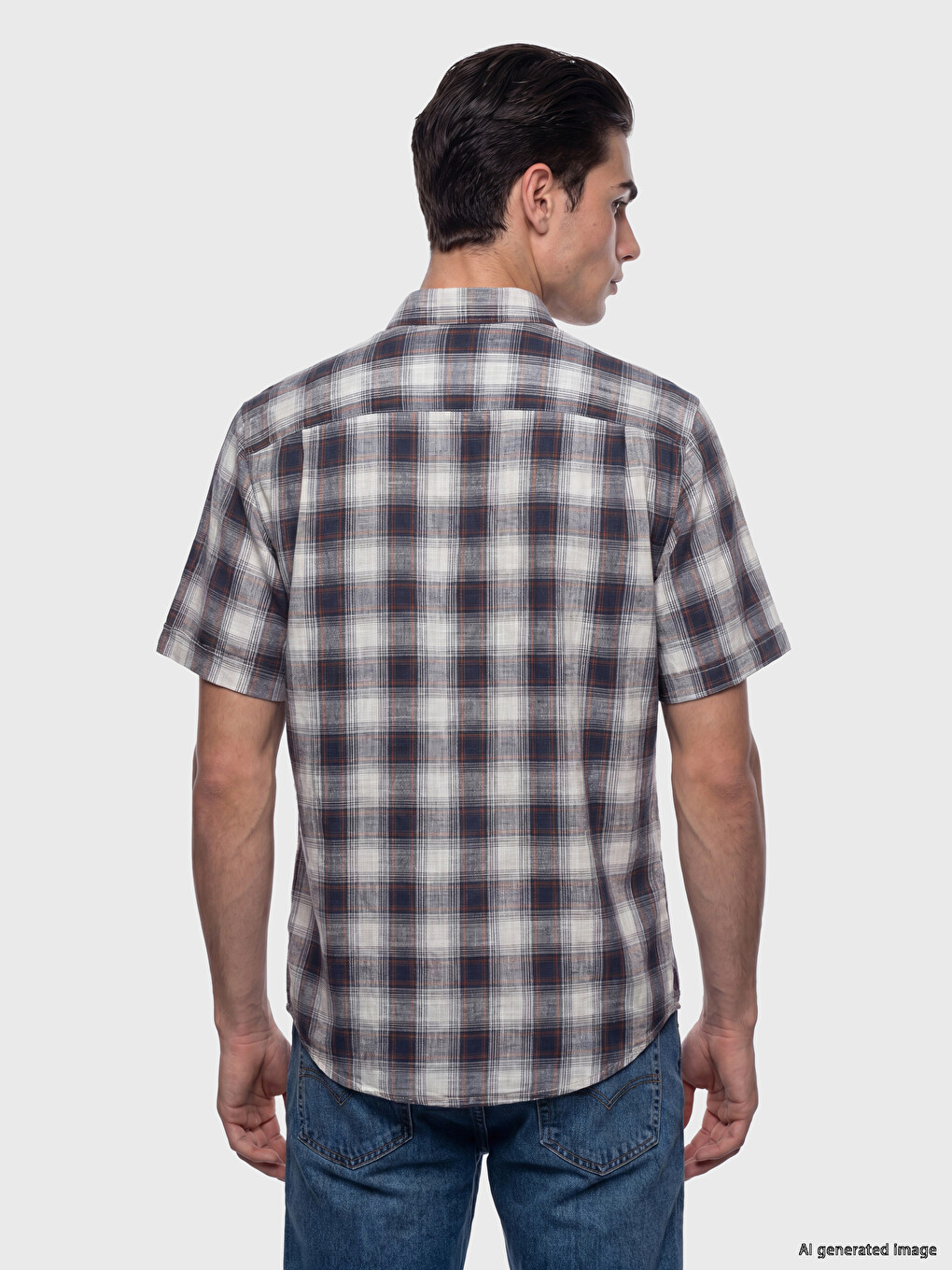Kırmızı Regular Fit Ekose Poplin Erkek Gömlek-3