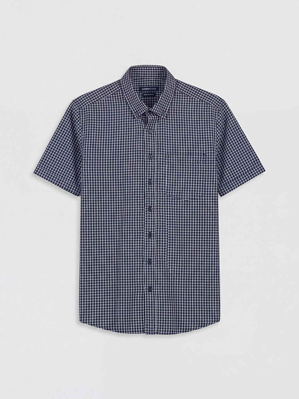 Lacivert Regular Fit Ekose Poplin Erkek Gömlek