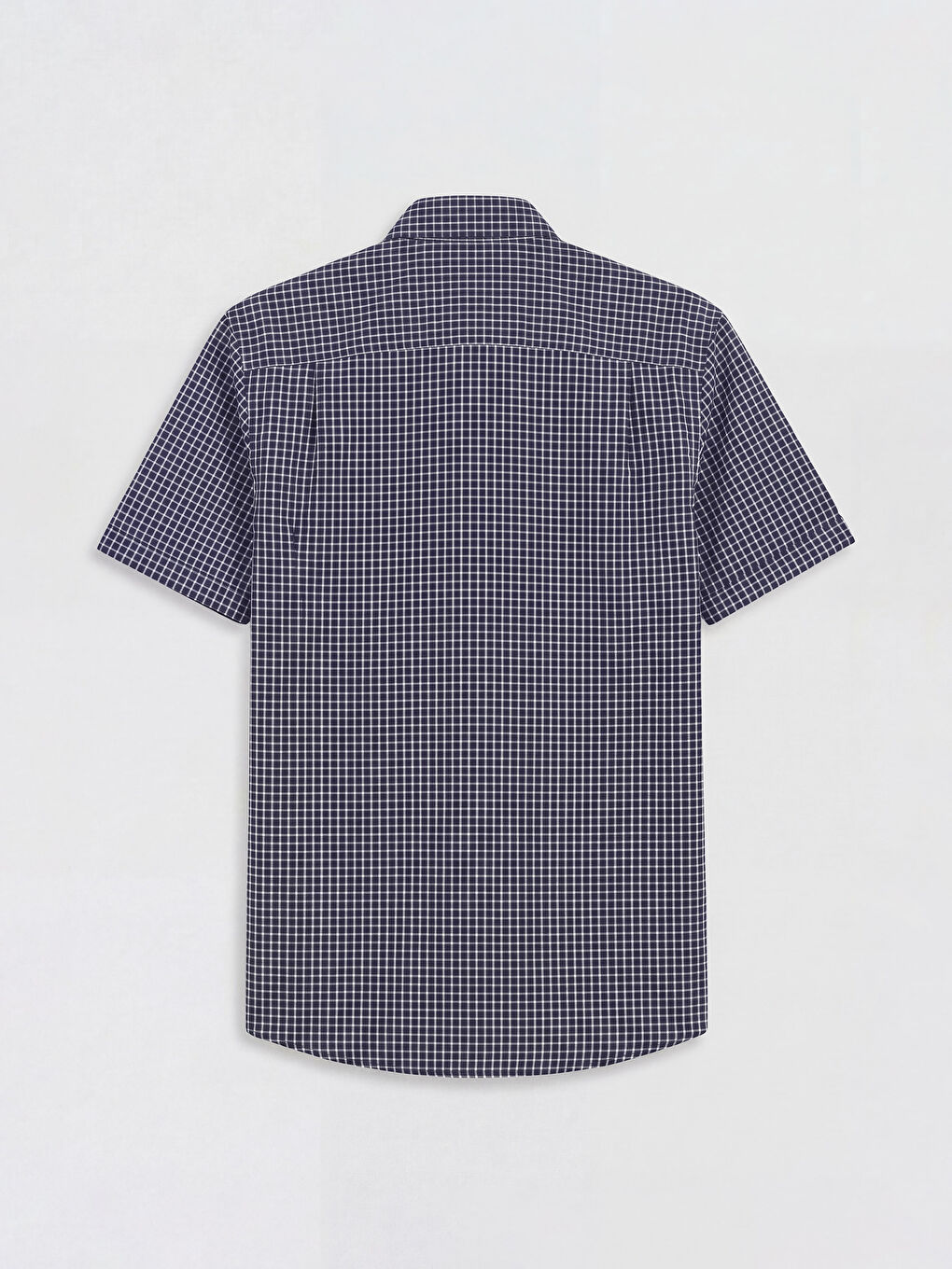 Lacivert Regular Fit Ekose Poplin Erkek Gömlek-1