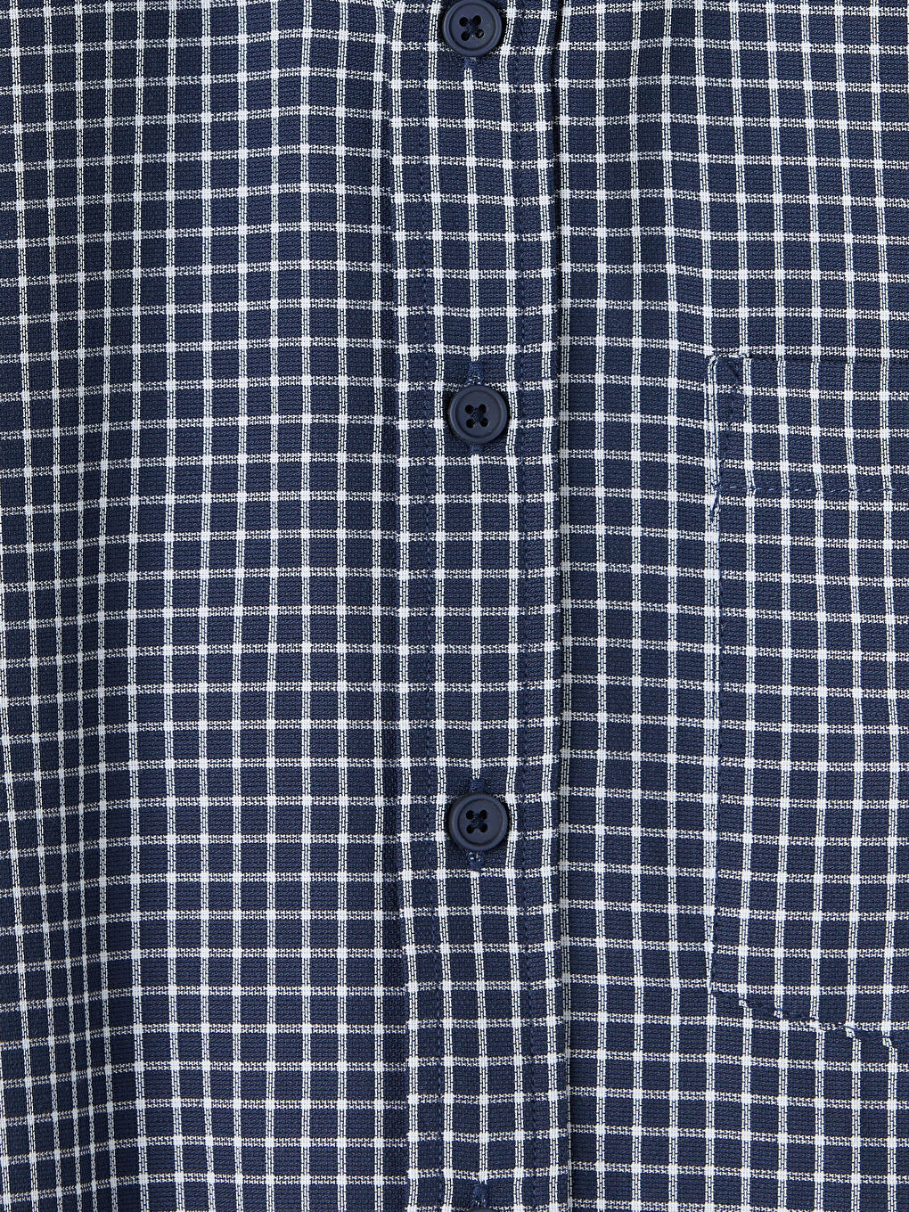 Lacivert Regular Fit Ekose Poplin Erkek Gömlek-2