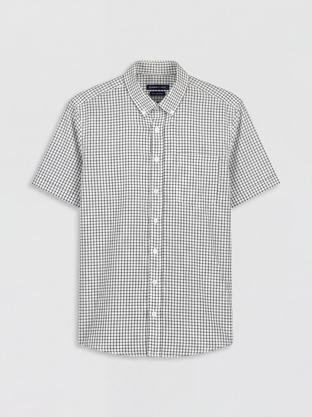 Beyaz Regular Fit Ekose Poplin Erkek Gömlek