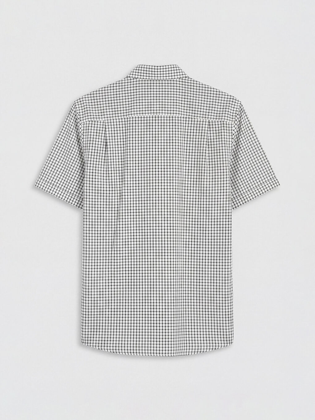 Beyaz Regular Fit Ekose Poplin Erkek Gömlek-1