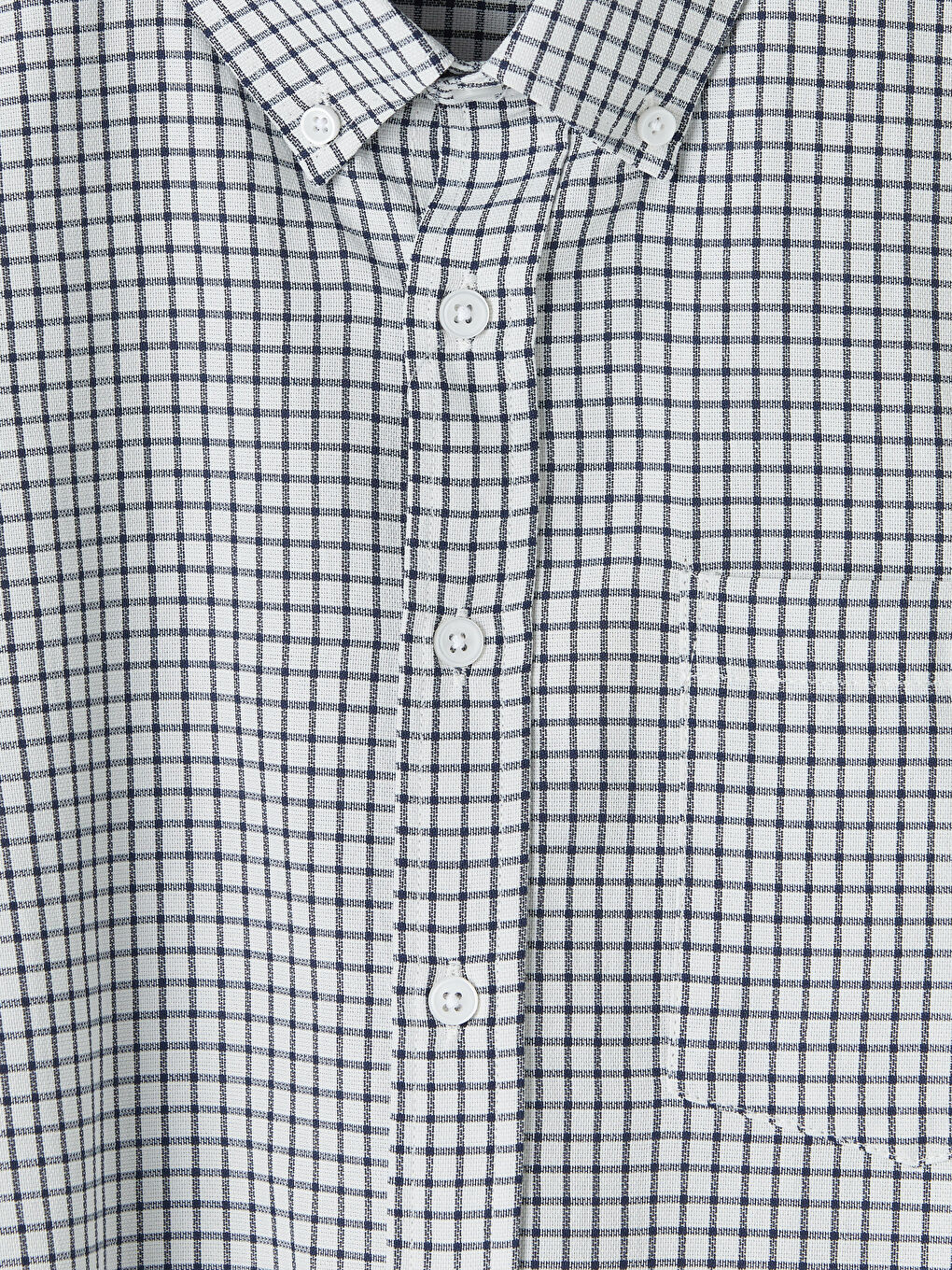 Beyaz Regular Fit Ekose Poplin Erkek Gömlek-2