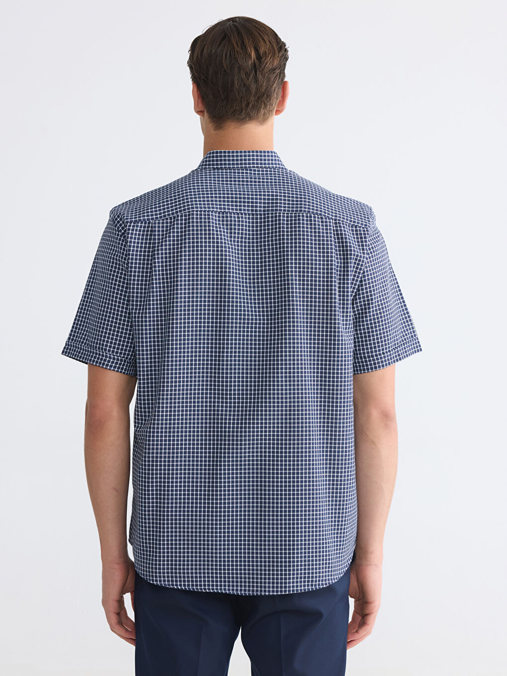 Regular Fit Plaid Poplin Men's Shirt-3