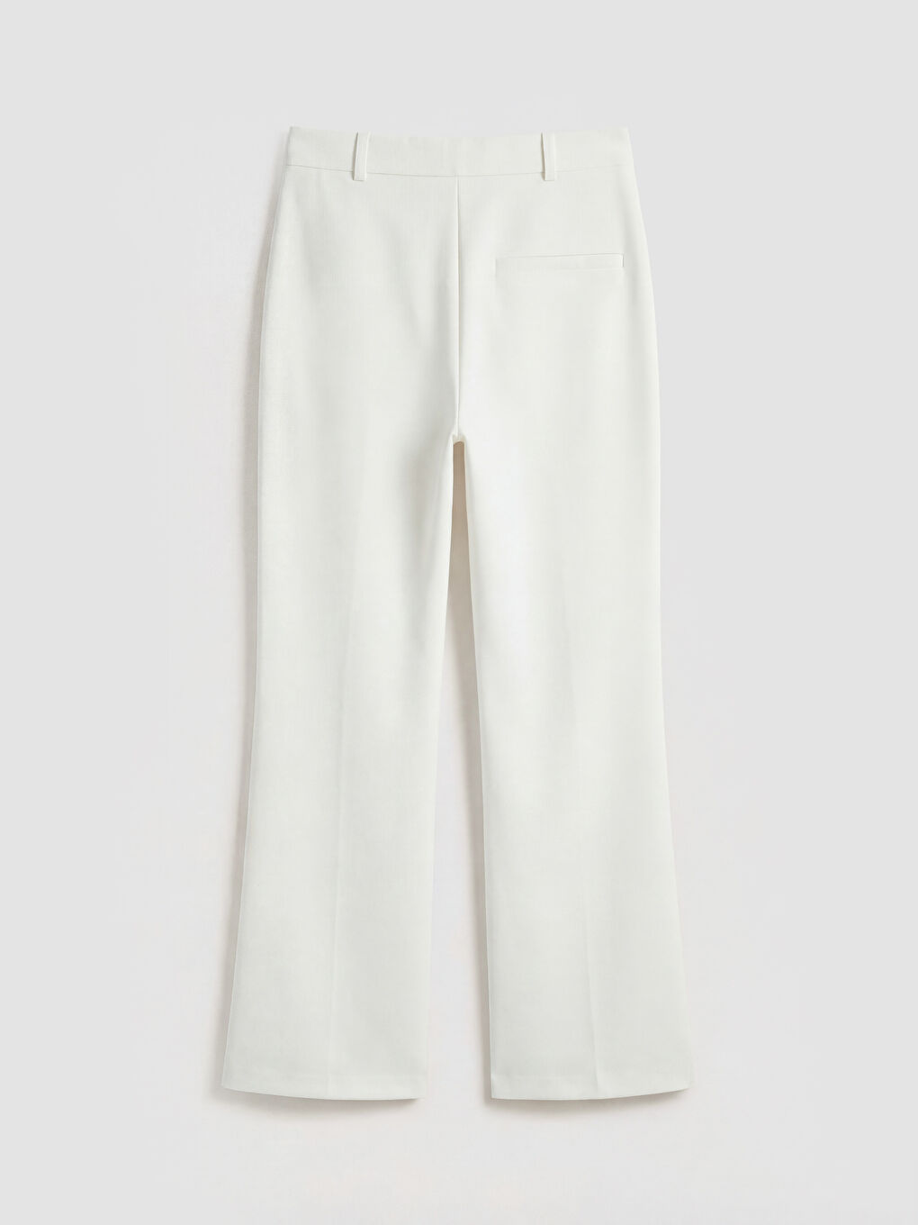 Beyaz Yüksek Bel İspanyol Paça Kadın Pantolon-1