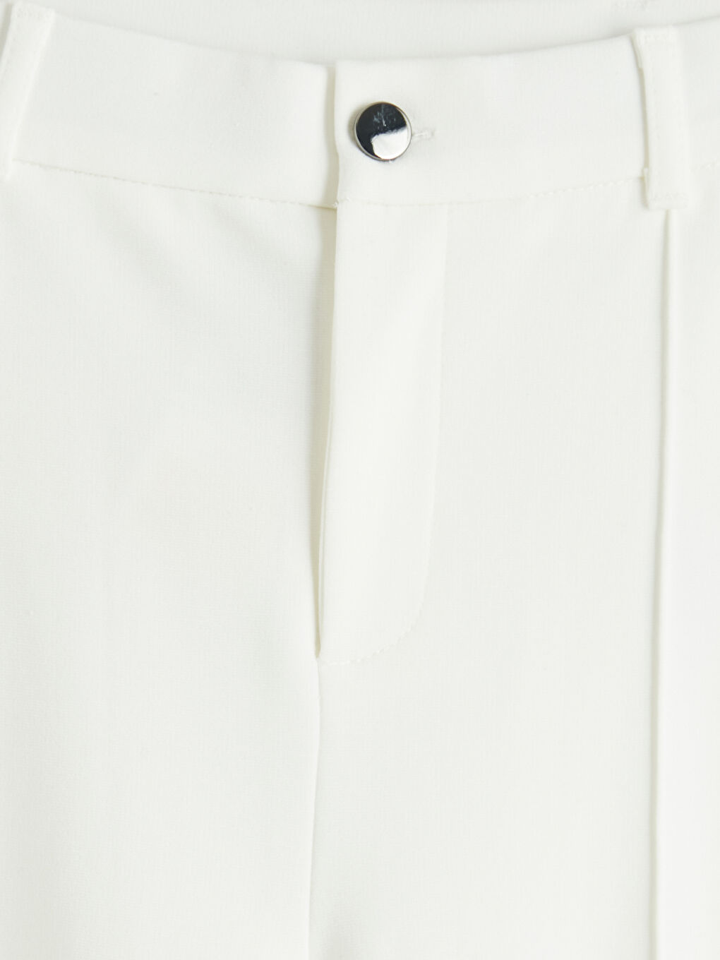 Beyaz Yüksek Bel İspanyol Paça Kadın Pantolon-2