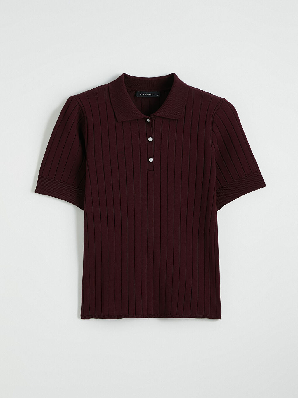 Bordo Polo Yaka Kadın Triko Kazak	-4