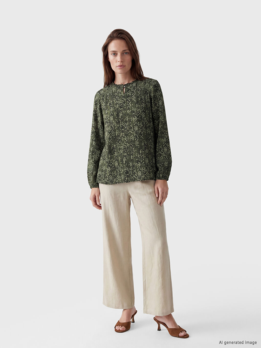 Bluza sa okruglim izrezom sa uzorkom-1