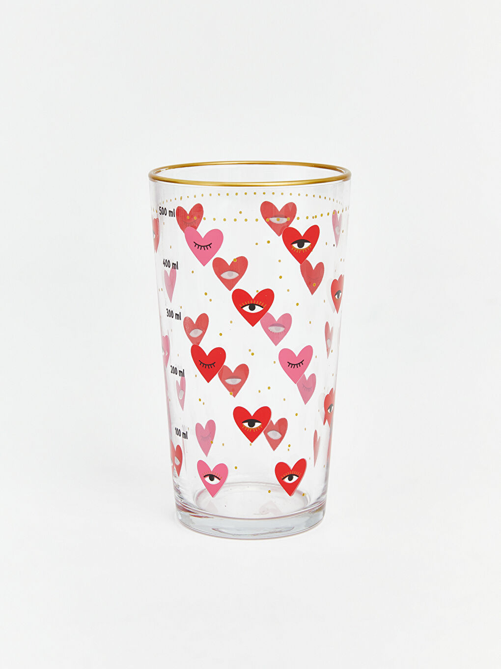 Karışık Kalp Baskılı Cam Bardak 500 ml-2