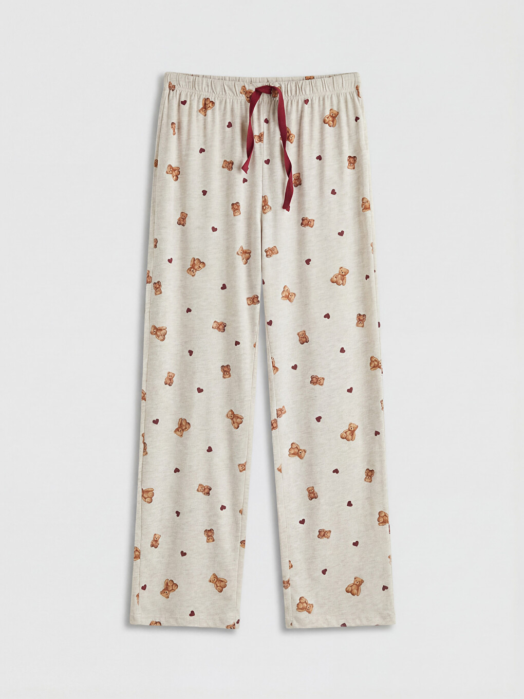 Bej Beli Lastikli Desenli Hamile Pijama Alt