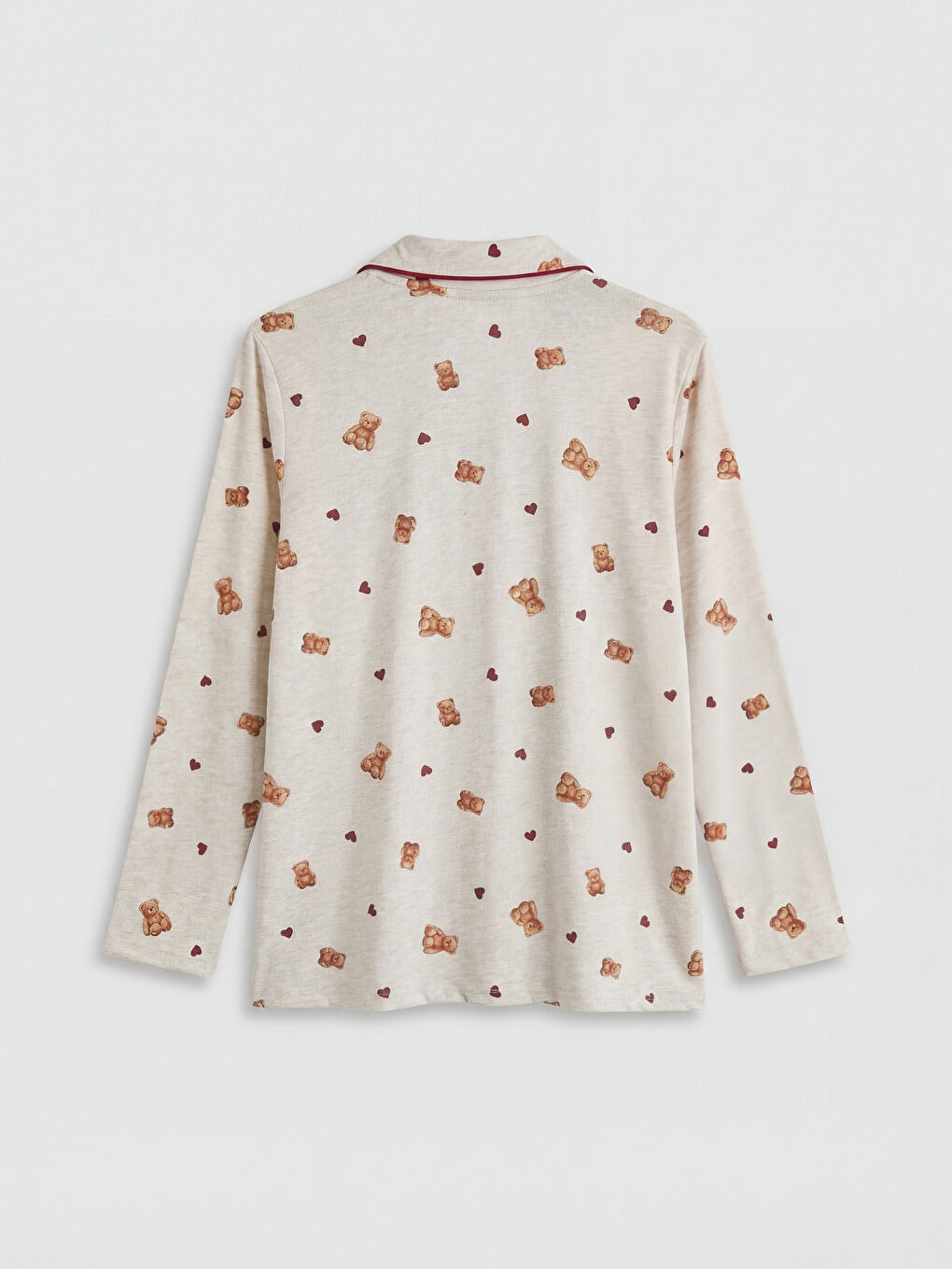 Bej Ayı Teddy Desenli Hamile Pijama Takım-2