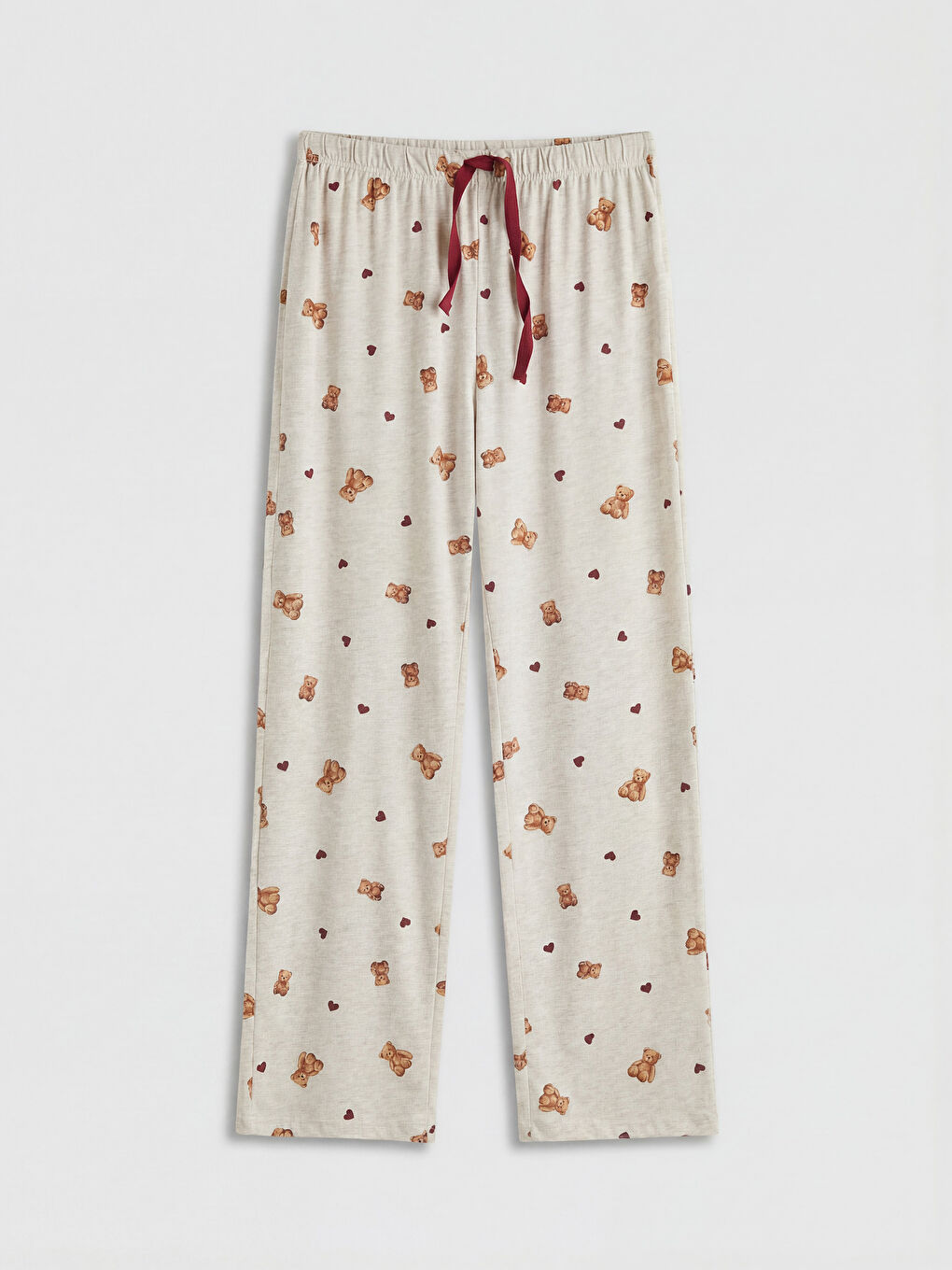 Bej Ayı Teddy Desenli Hamile Pijama Takım-3