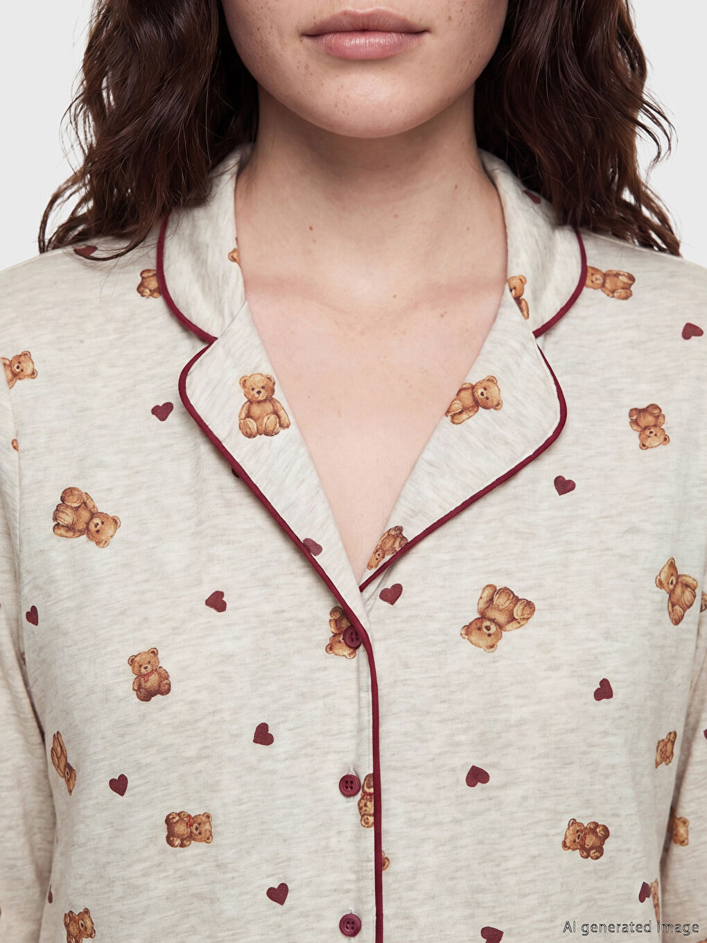 Комплект пижами за бременност с шарка на мече Теди-2