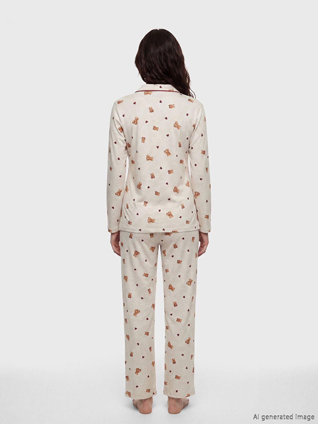 Комплект пижами за бременност с шарка на мече Теди-3