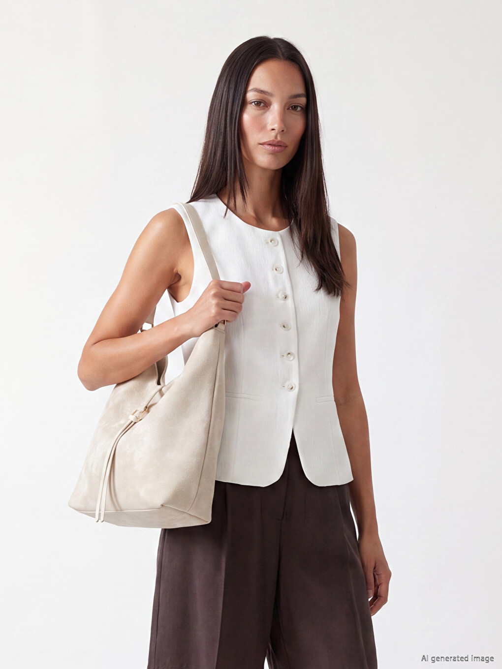 Woman Ecru Shoulder Bag