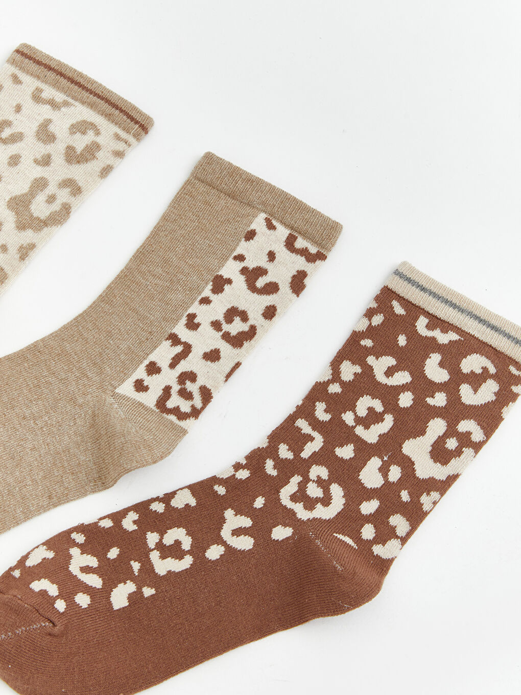 Bej Desenli Kadın Soket Çorap 5'li-1