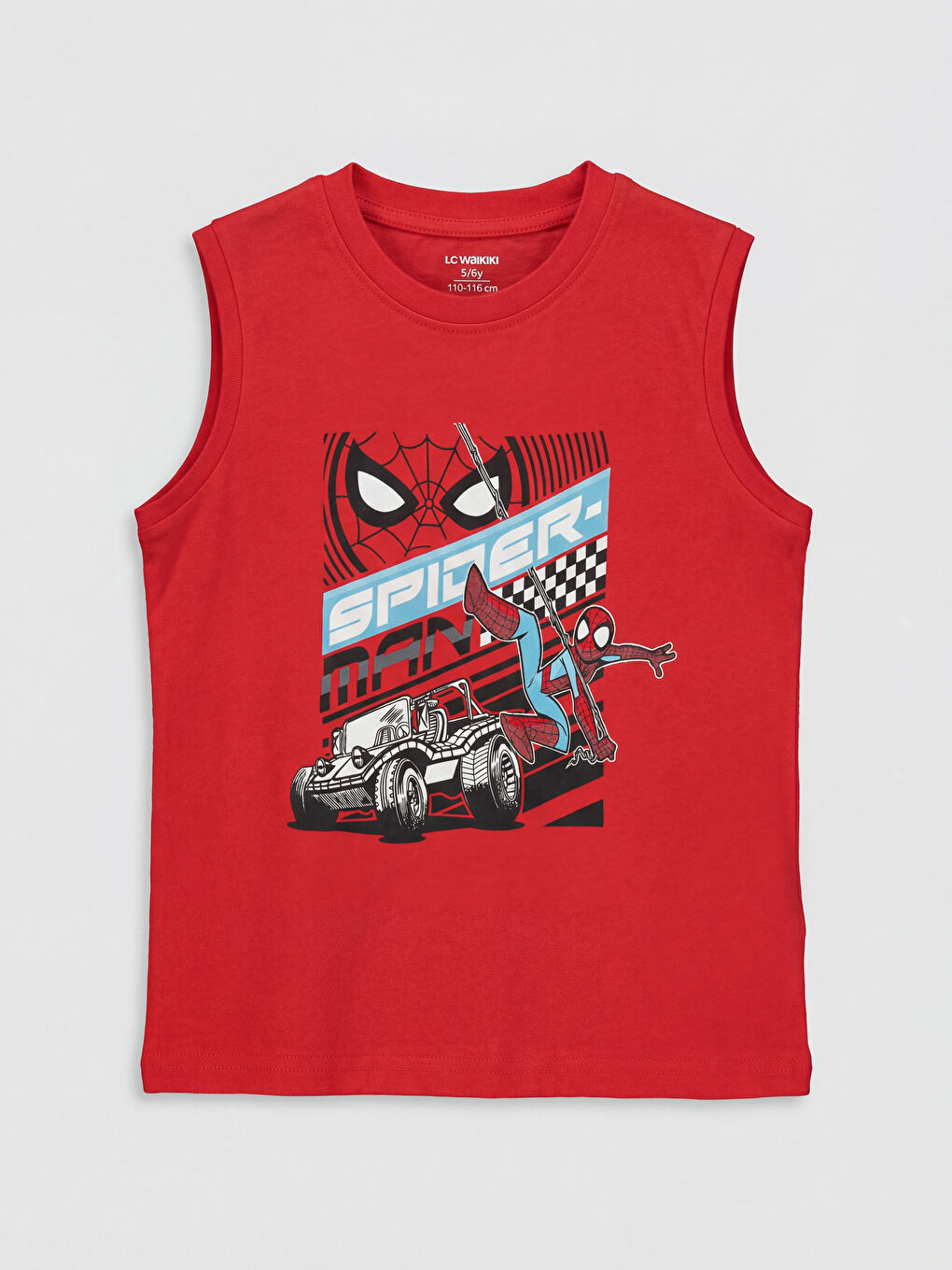 تيشيرت داخلي بدون أكمام مطبوع سبايدرمان بياقة دائرية للأولاد