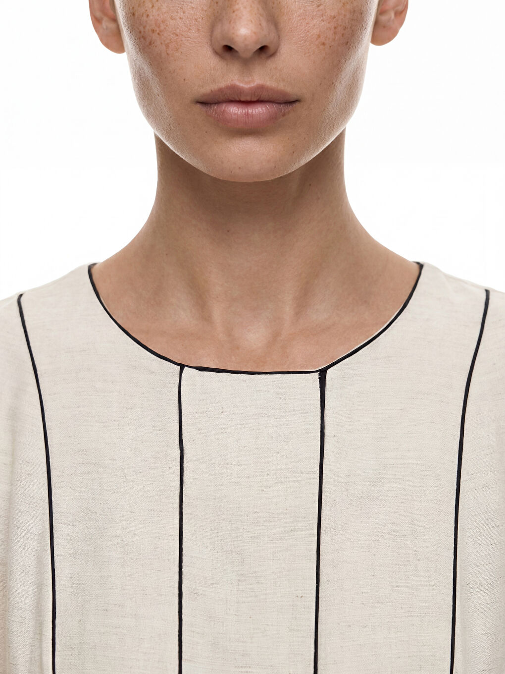 Crew Neck Linen Blend A-Line Dress-2