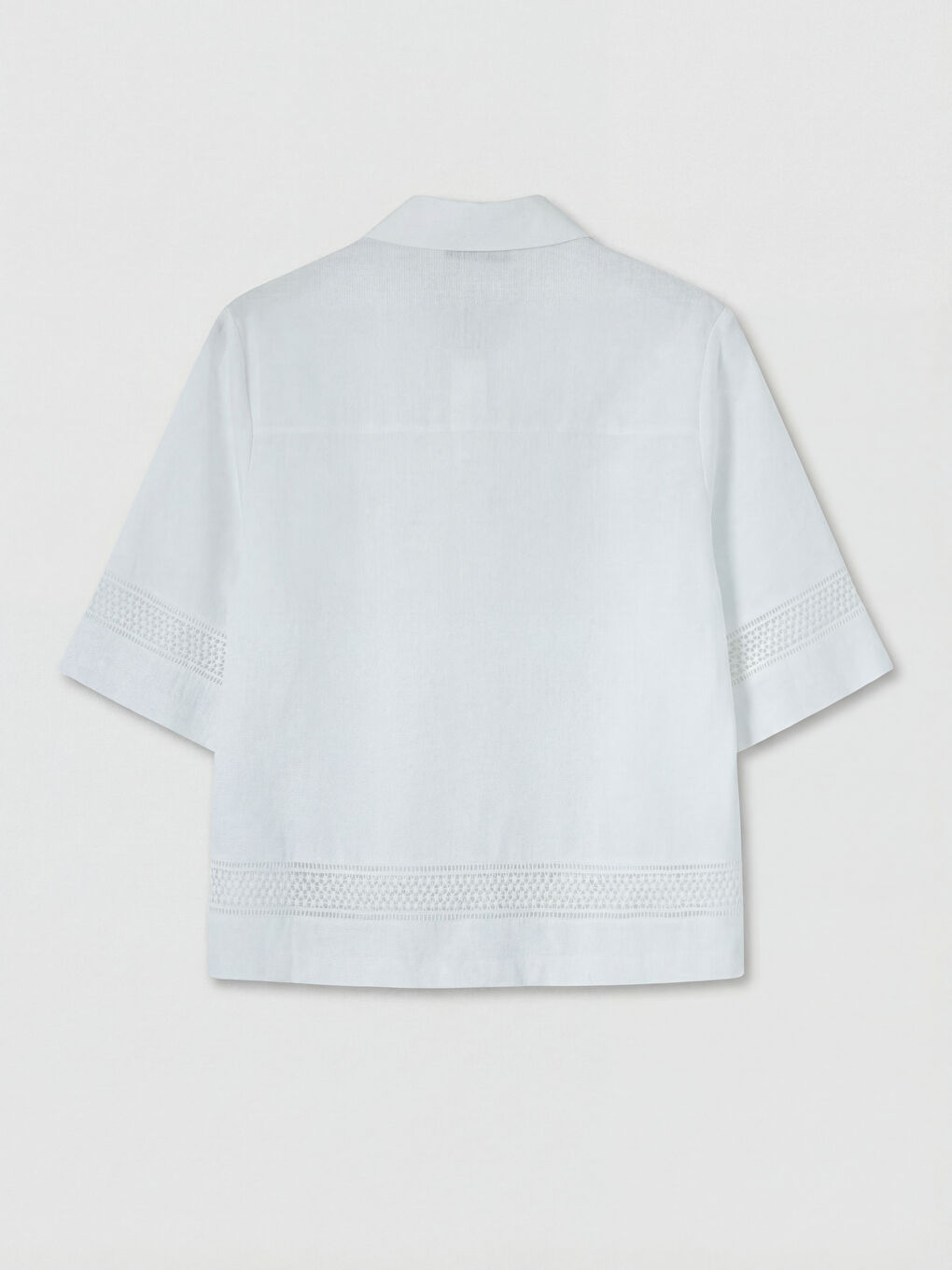 Beyaz Crop Kadın Gömlek-5