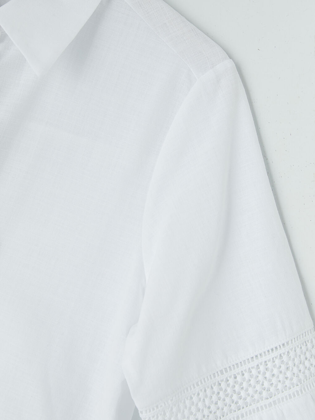 Beyaz Crop Kadın Gömlek-6