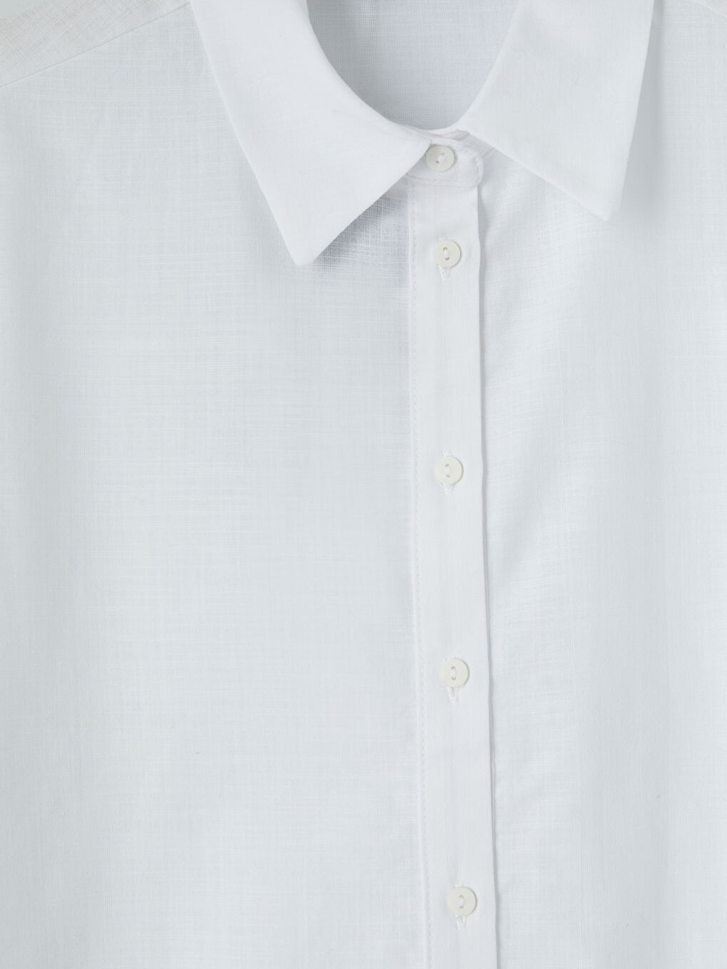 Beyaz Crop Kadın Gömlek-7