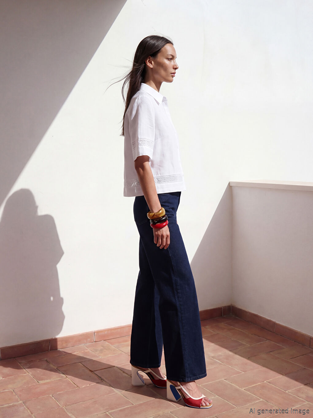 Beyaz Crop Kadın Gömlek-1