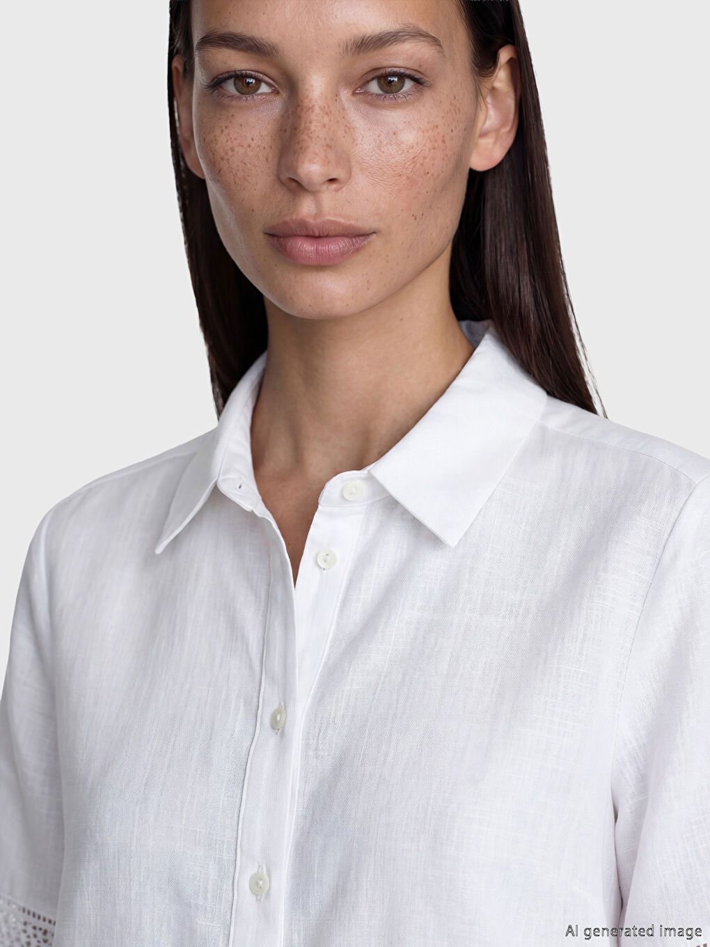 Beyaz Crop Kadın Gömlek-2