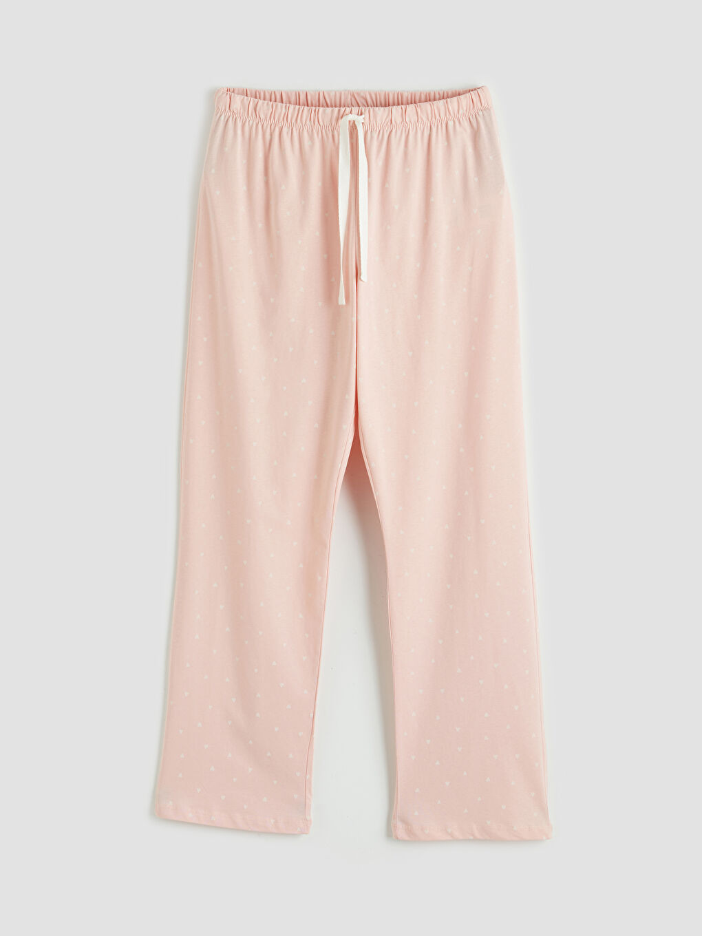 Pembe Bisiklet Yaka Kalp Baskılı Hamile Pijama Takımı-2