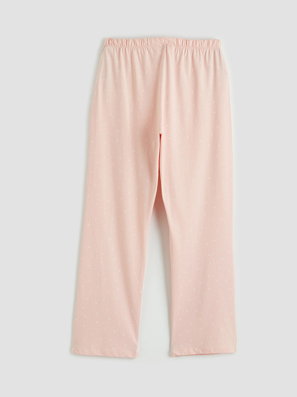 Pembe Bisiklet Yaka Kalp Baskılı Hamile Pijama Takımı-4