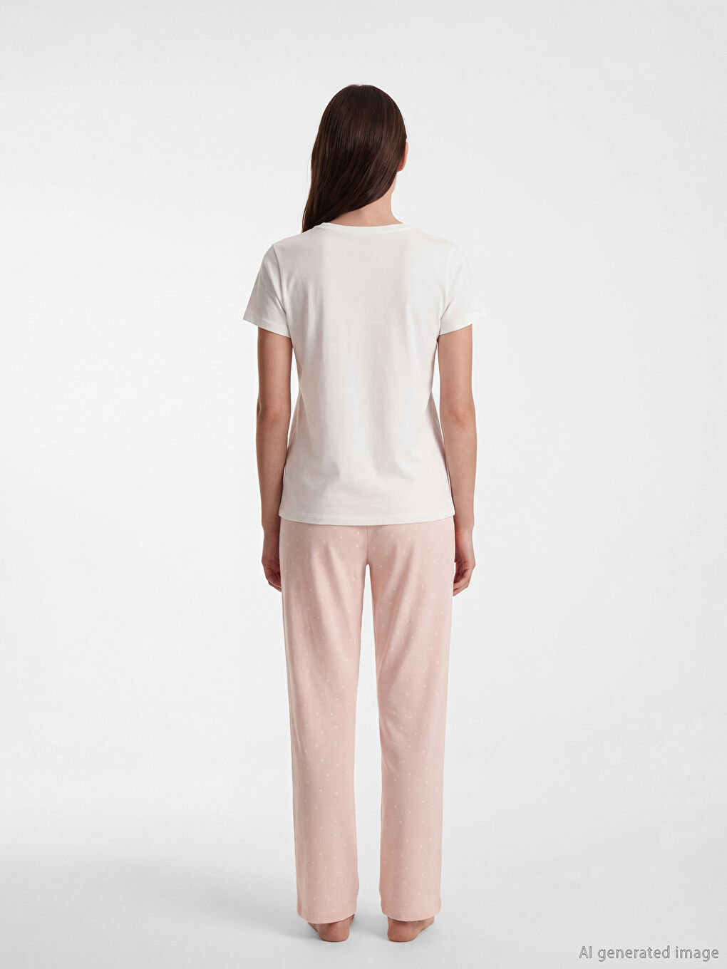 Pembe Bisiklet Yaka Kalp Baskılı Hamile Pijama Takımı-3