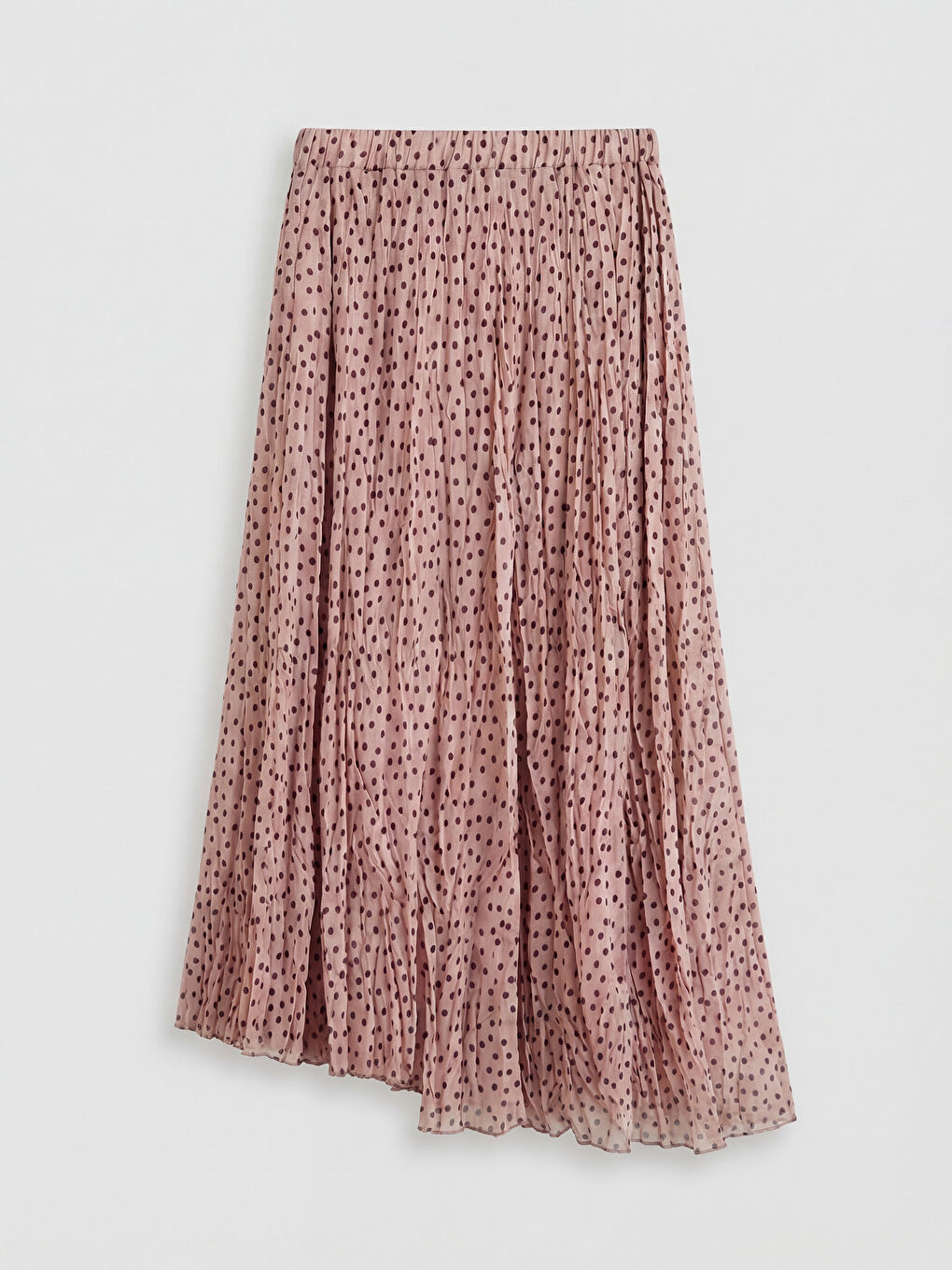 Pembe Beli Lastikli Puantiyeli Şifon Etek-1