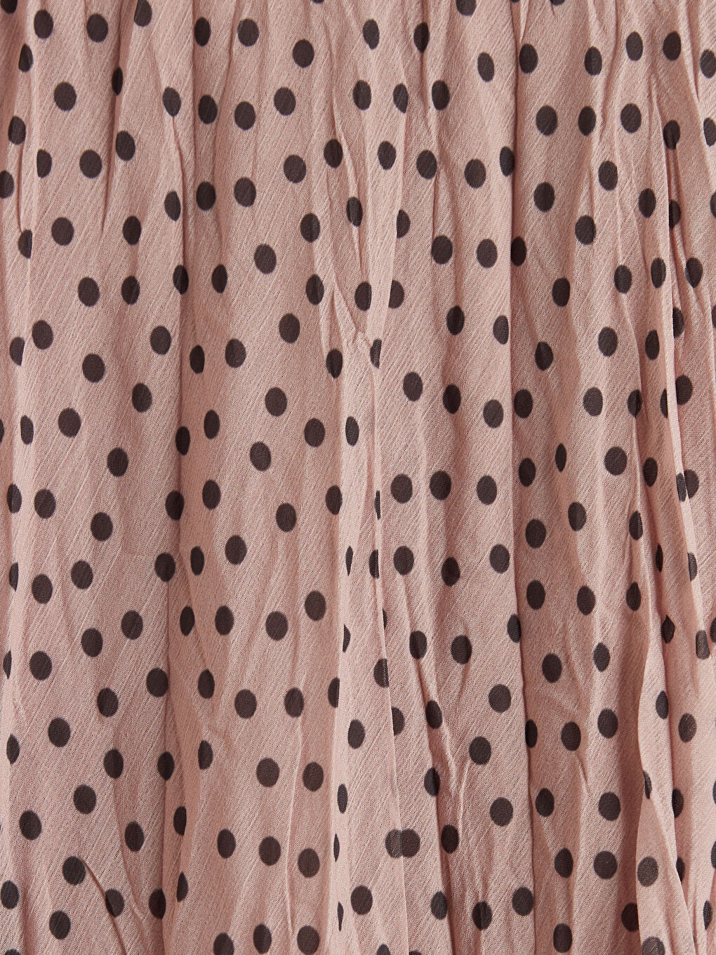 Pembe Beli Lastikli Puantiyeli Şifon Etek-2