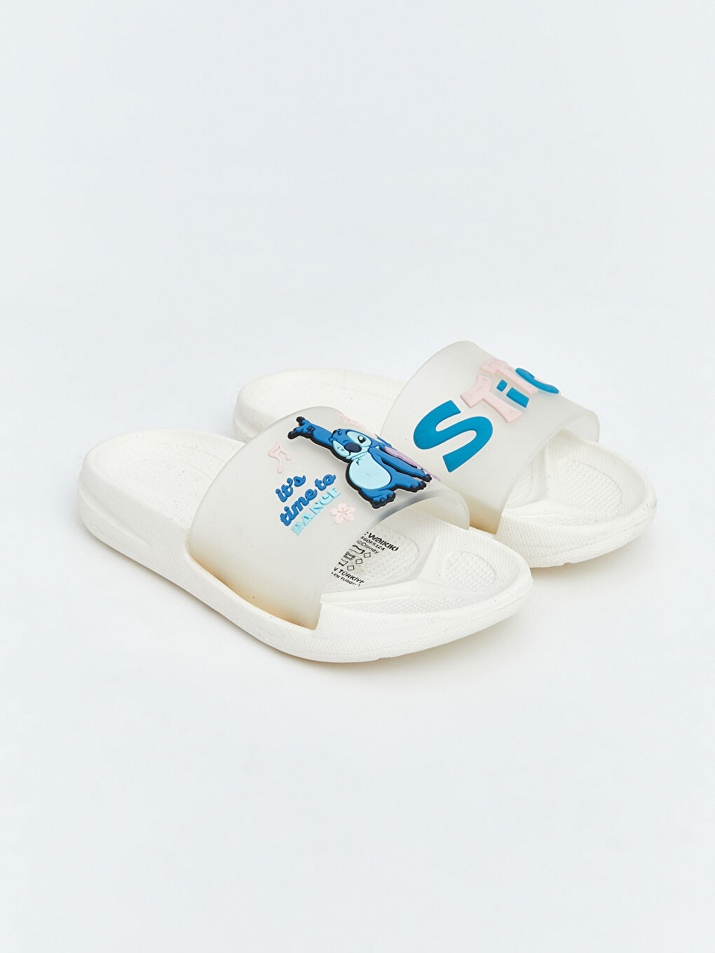 Beyaz Lilo ve Stitch Baskılı Kız Çocuk Terlik