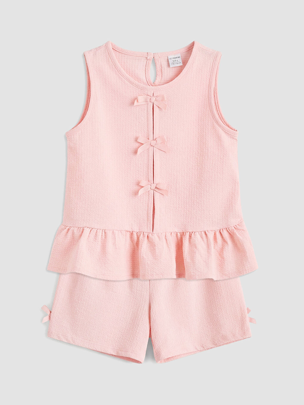 Pembe Fiyonklu Kız Çocuk Bluz ve Şort