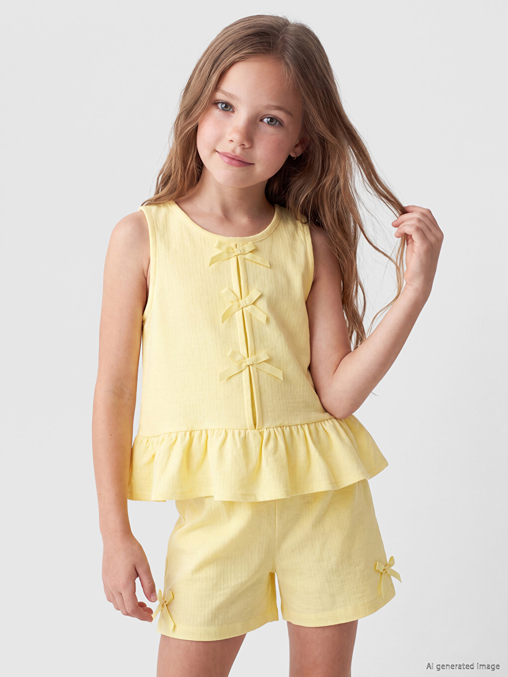 Bow Detailed Girls' Set-1