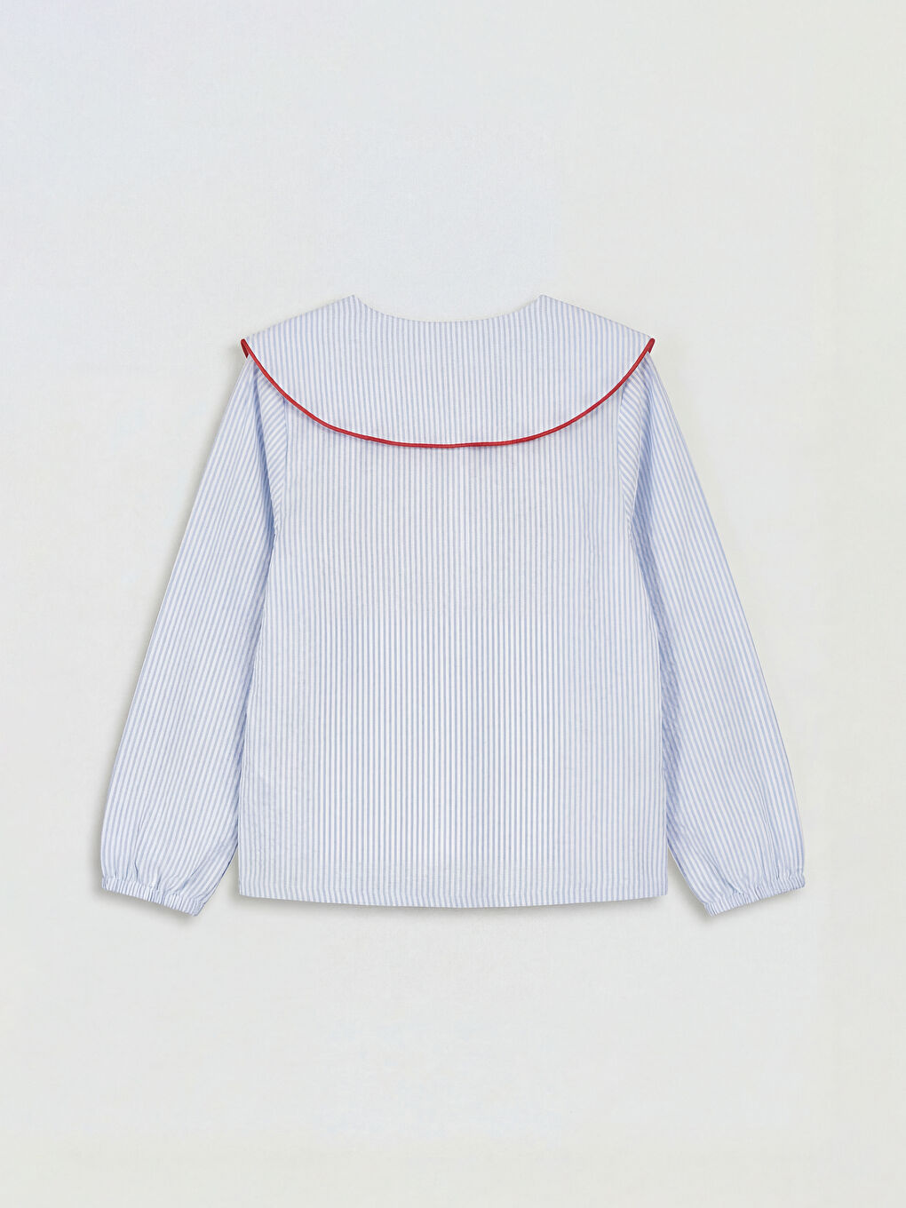 Mavi Bebe Yaka Nakışlı Kız Çocuk Gömlek-1