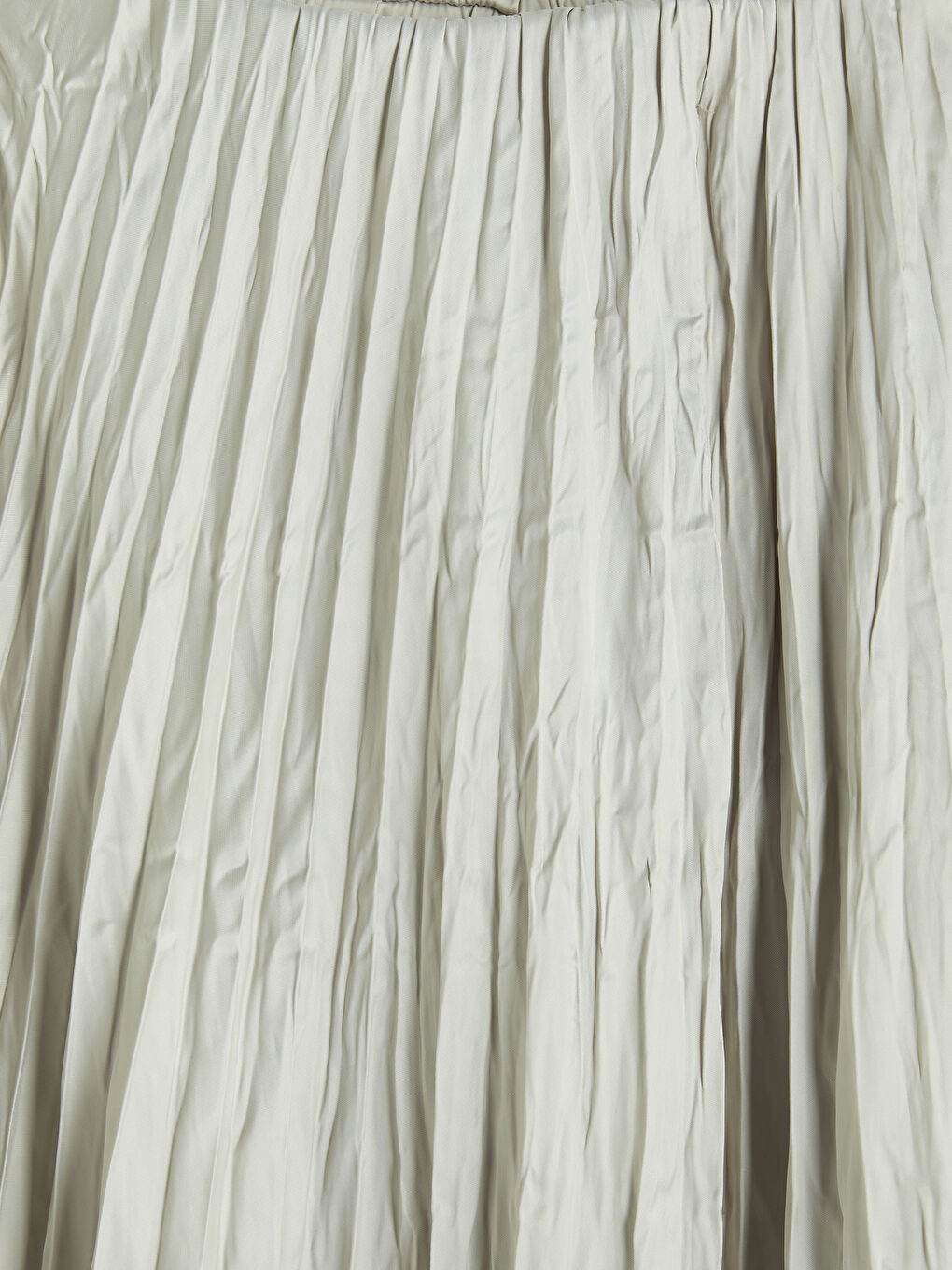 Yeşil Beli Lastikli Saten Pileli Etek-2