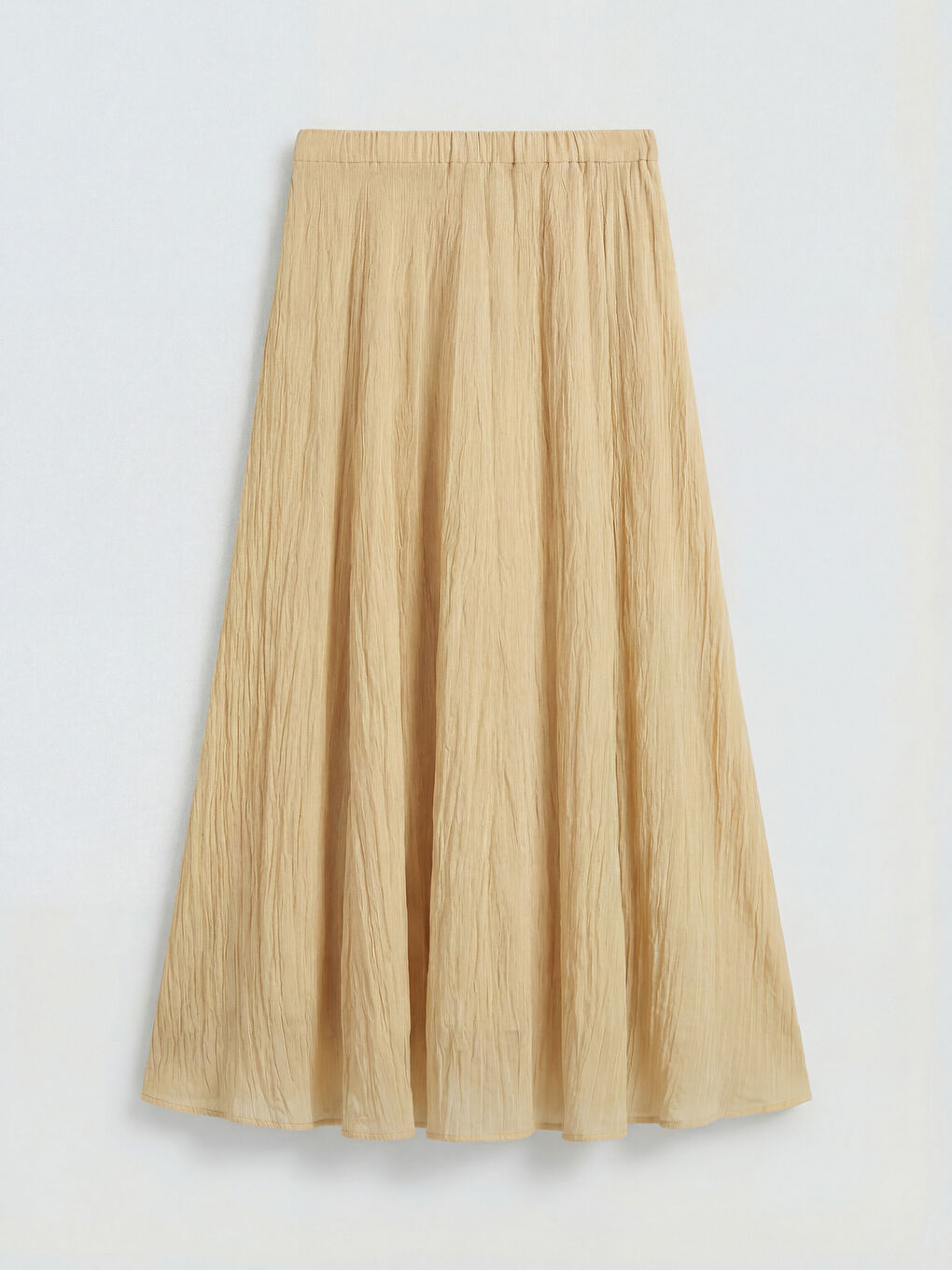 Sarı Beli Lastikli Dokulu Şifon Etek-1