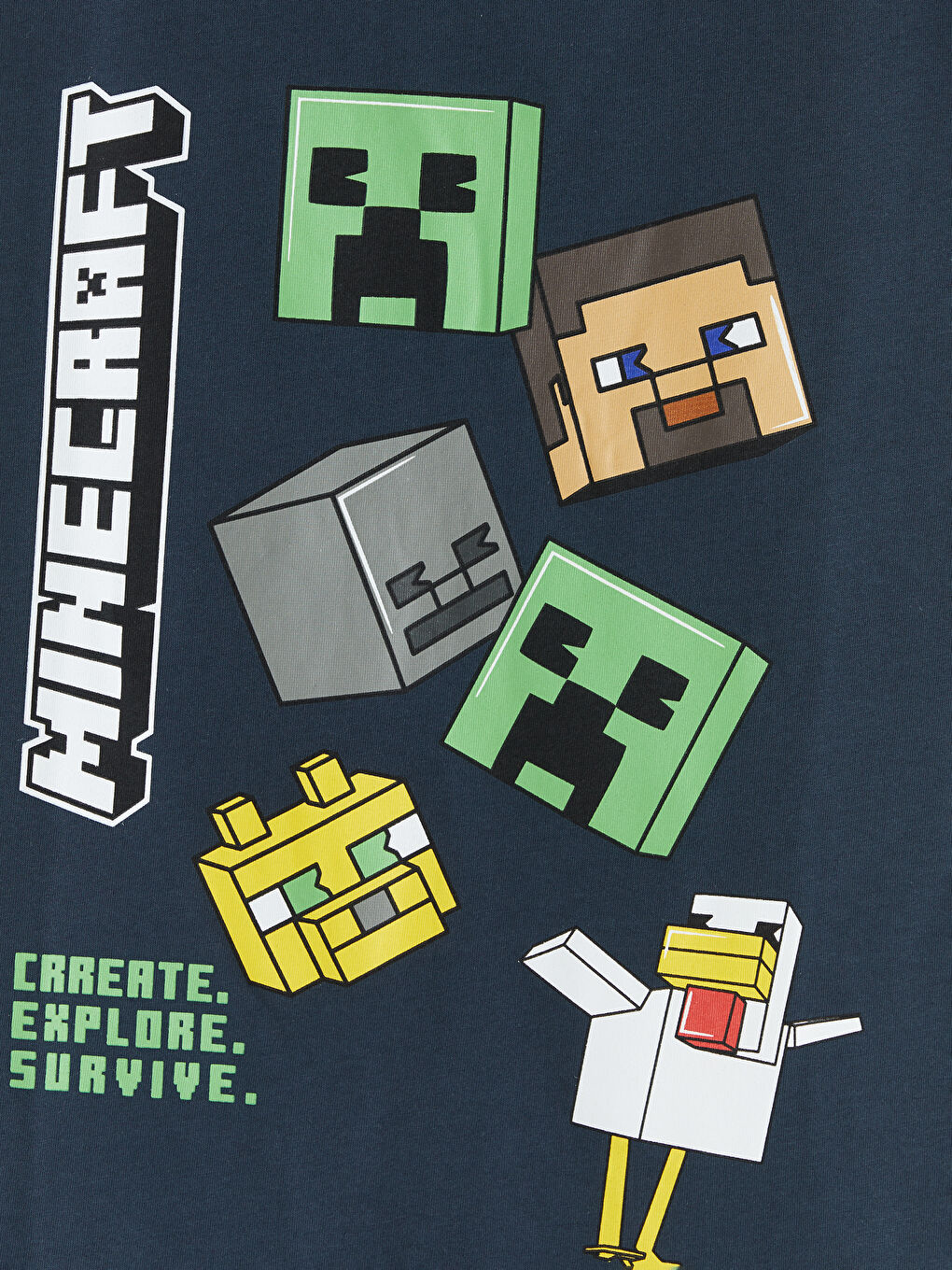 Lacivert Bisiklet Yaka Minecraft Baskılı Erkek Çocuk Atlet-2