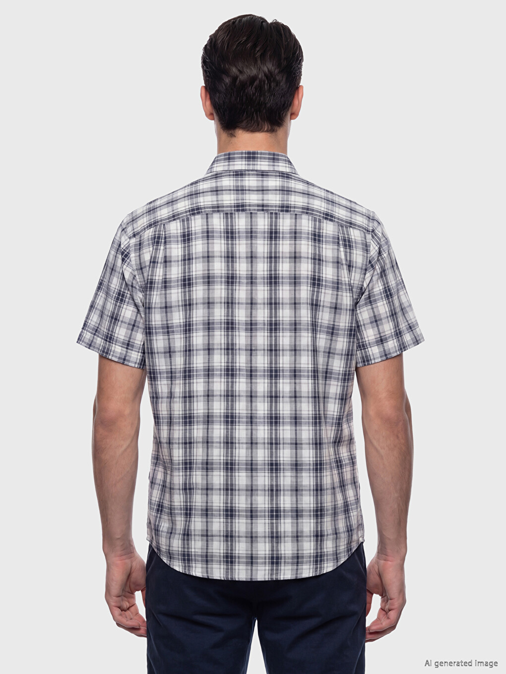 Regular Fit Plaid Poplin Men's Shirt-3