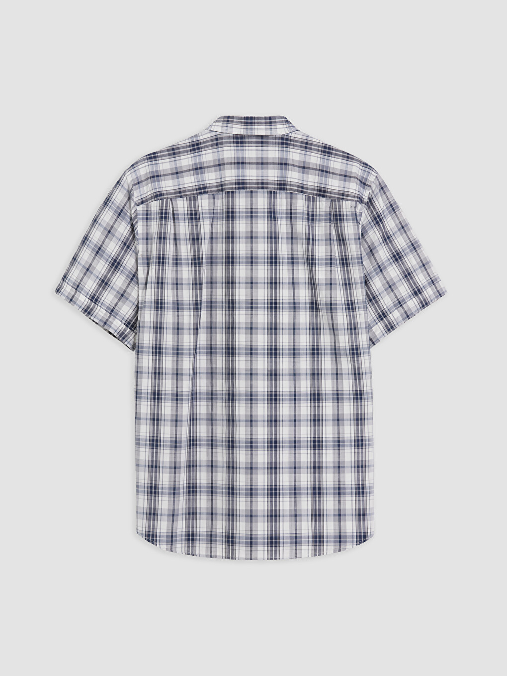 Lacivert Regular Fit Ekose Poplin Erkek Gömlek-1