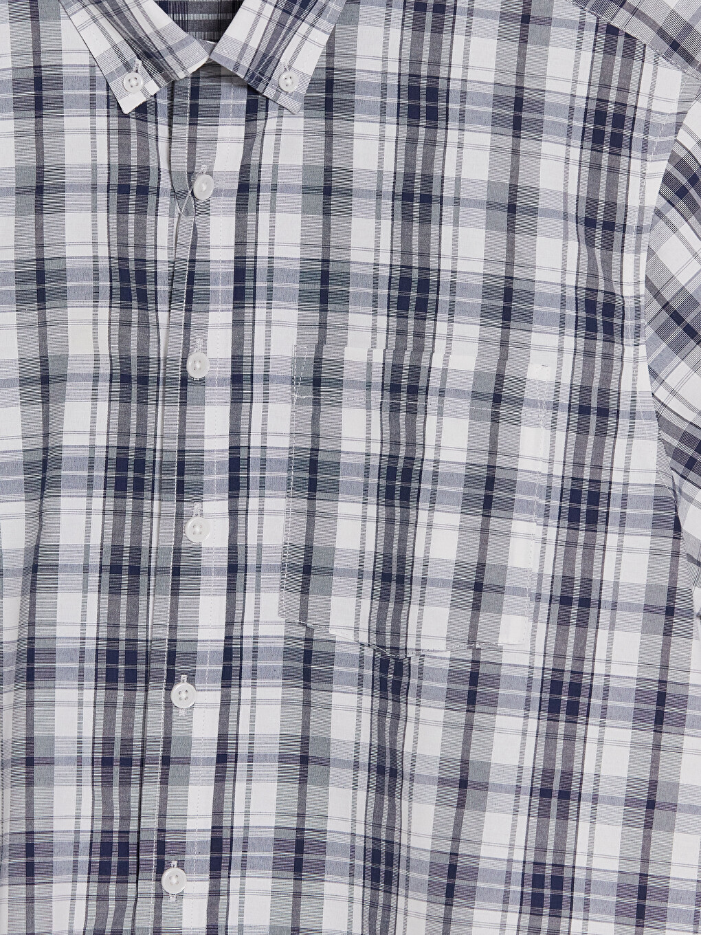 Lacivert Regular Fit Ekose Poplin Erkek Gömlek-2