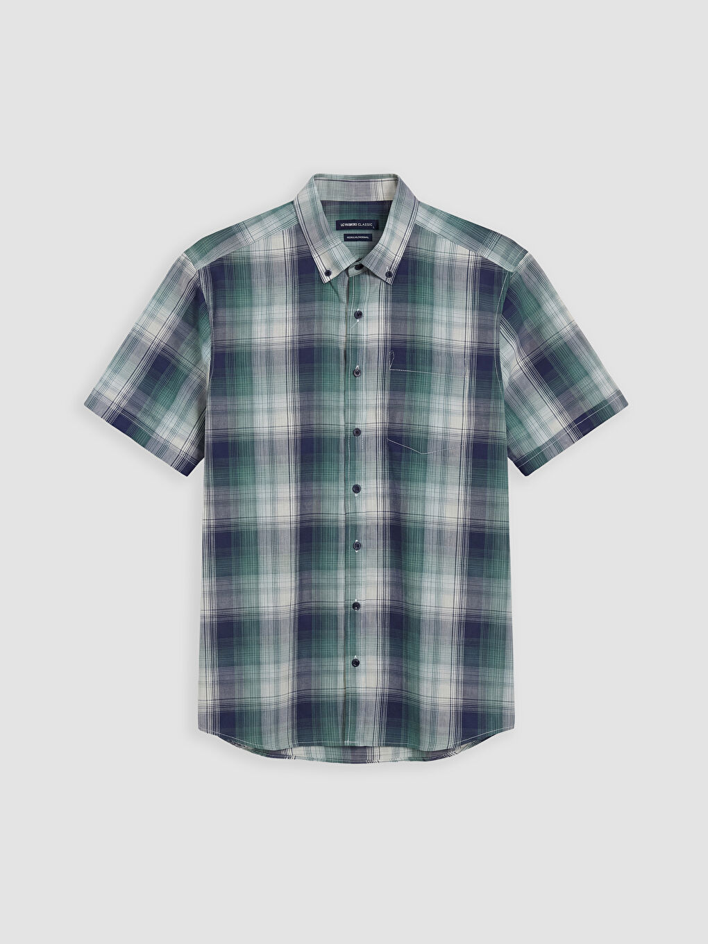 Yeşil Regular Fit Ekose Poplin Erkek Gömlek