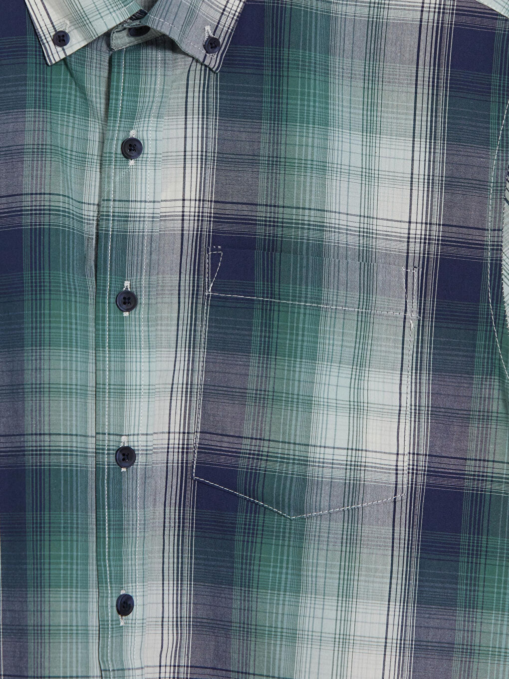 Yeşil Regular Fit Ekose Poplin Erkek Gömlek-1