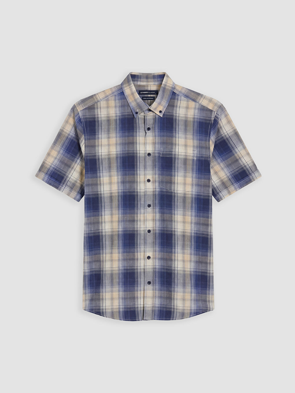 Sarı Regular Fit Ekose Poplin Erkek Gömlek-0