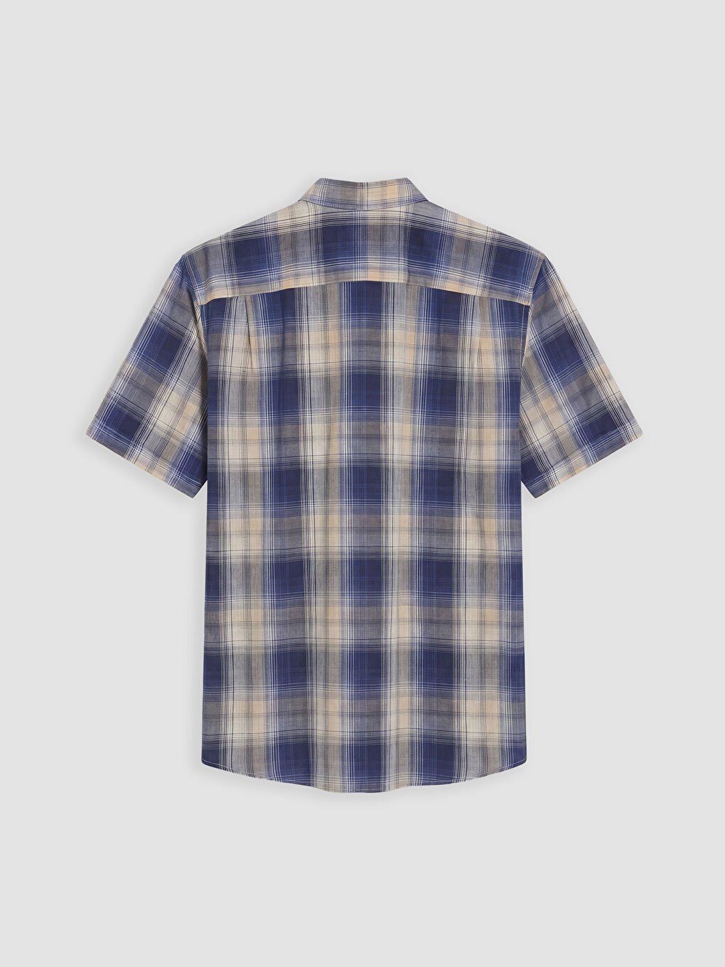 Sarı Regular Fit Ekose Poplin Erkek Gömlek-2